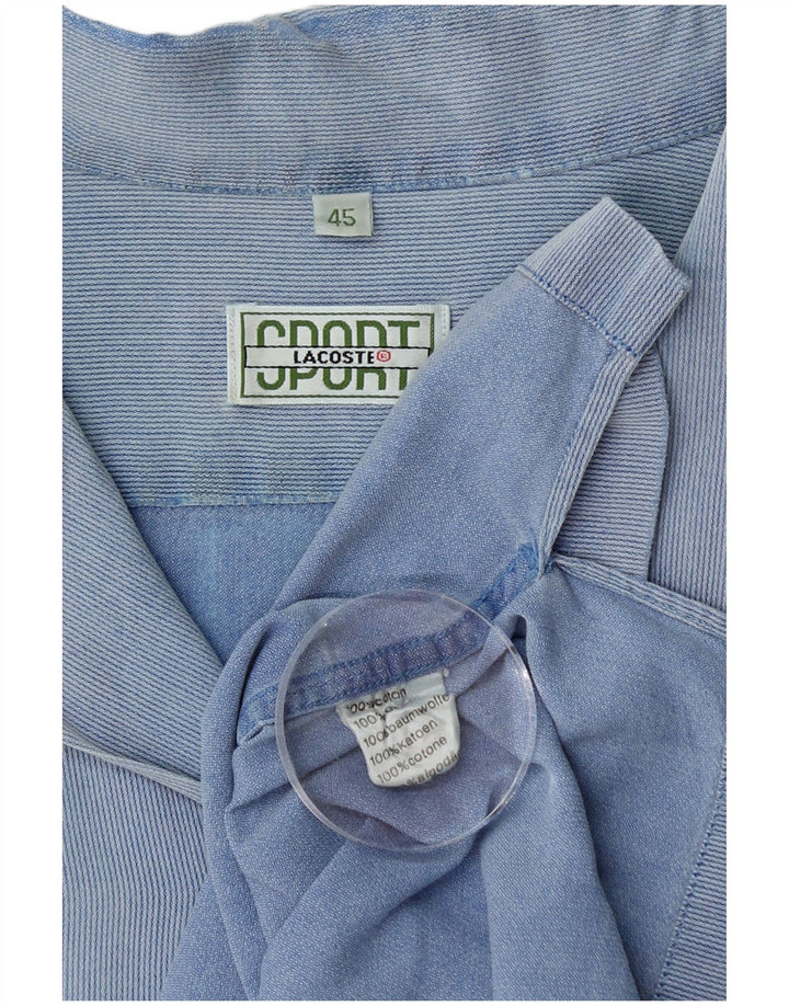 LACOSTE Mens Short Sleeve Shirt Size 45 XL Blue Pinstripe Cotton