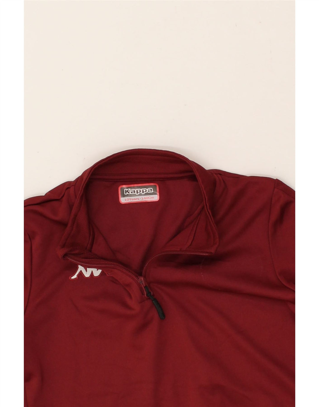 KAPPA Boys Zip Neck Pullover Tracksuit Top 9-10 Years Burgundy Polyester Vintage Kappa and Second-Hand Kappa from Messina Hembry 
