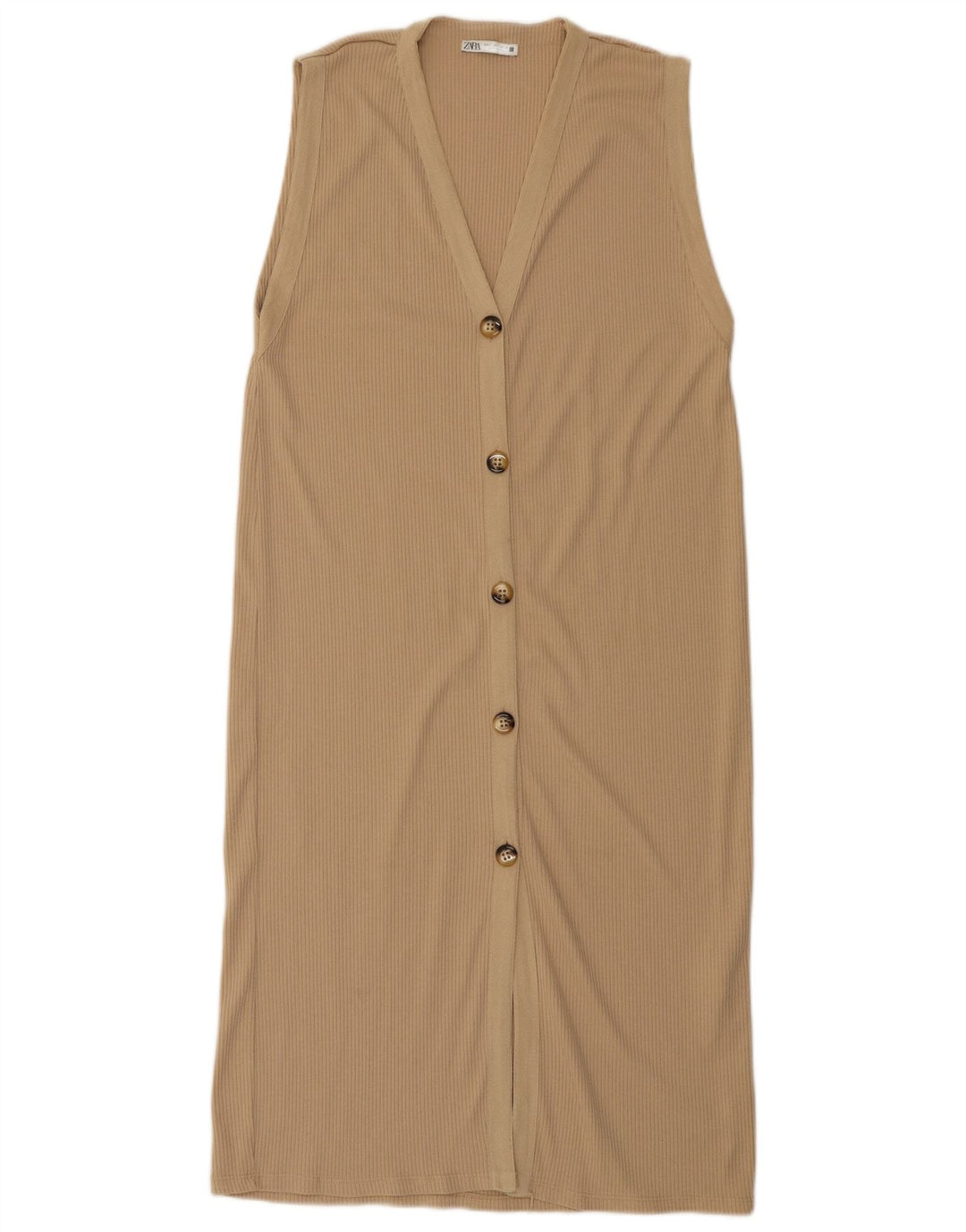 Zara Womens Sleeveless Maxi Dress UK 16 Large Beige Polyester
