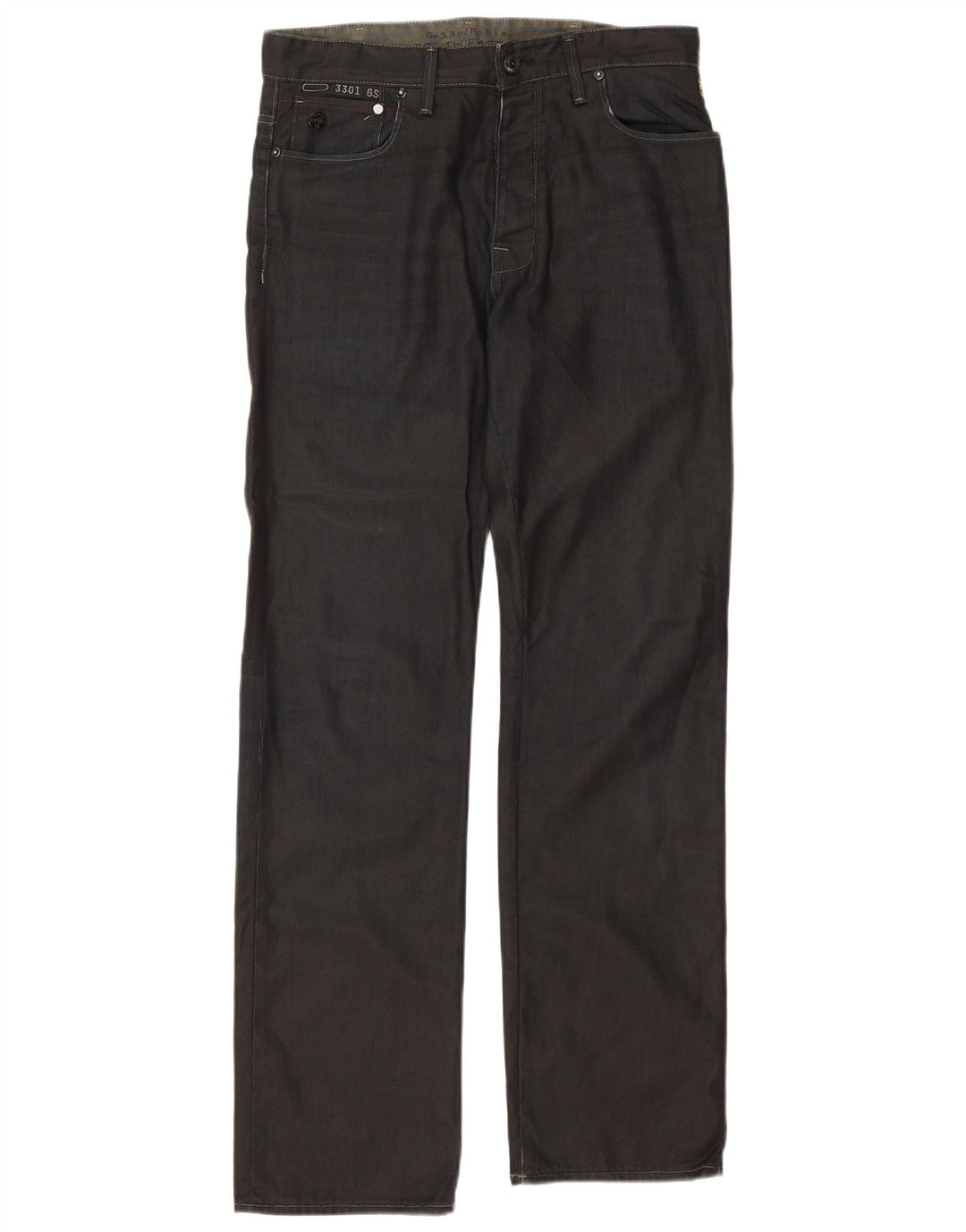 G-STAR Mens 3301 Straight Jeans W32 L34 Navy Blue Cotton