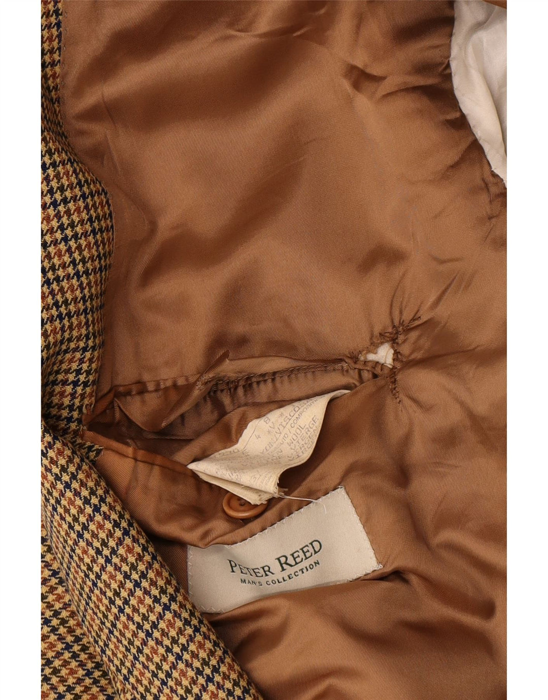 Vintage Mens 2 Button Blazer Jacket IT 54 2XL Brown Houndstooth Virgin Wool