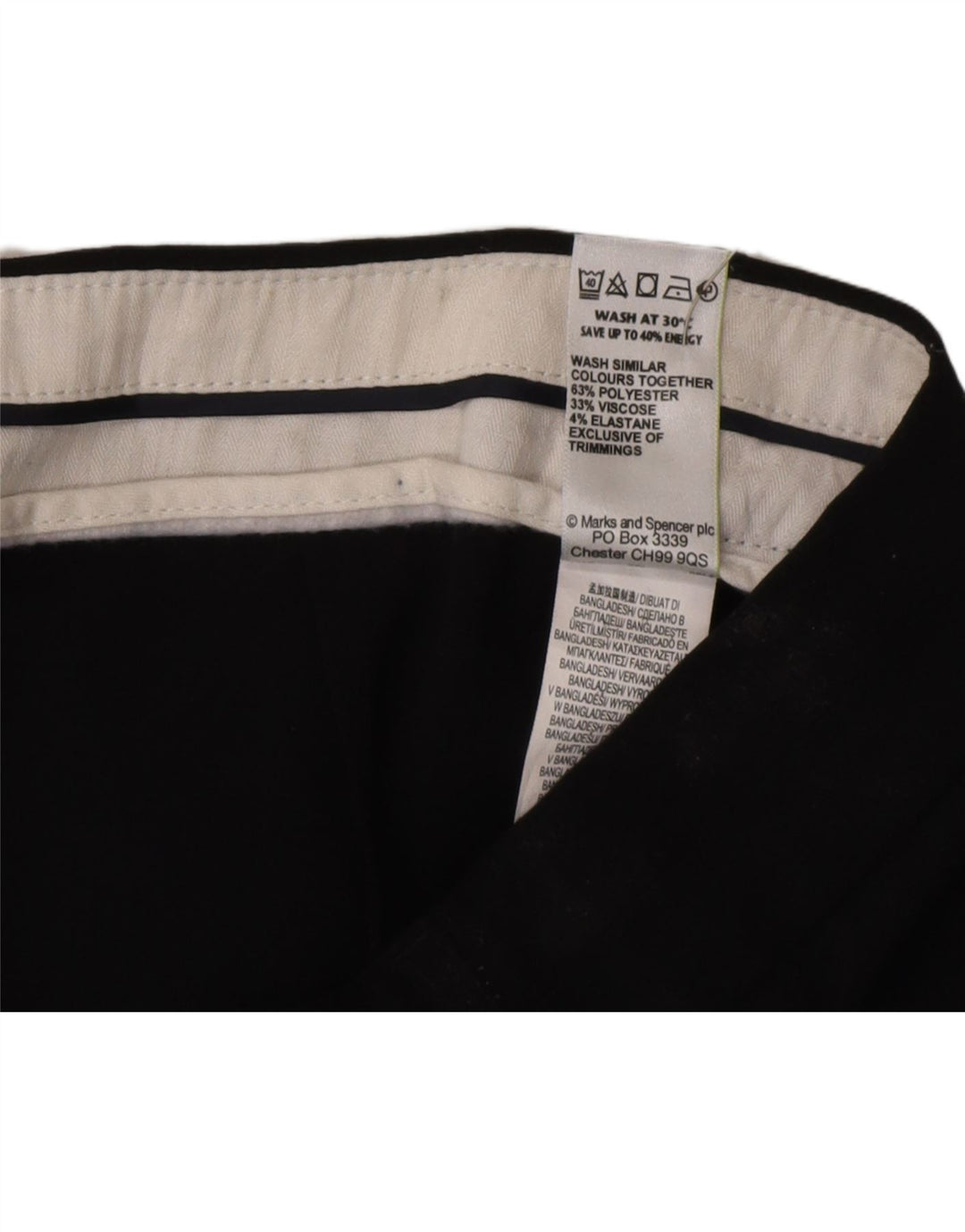 Marks & Spencer Womens Straight Suit Trousers UK 14 Medium W34 L34 Black
