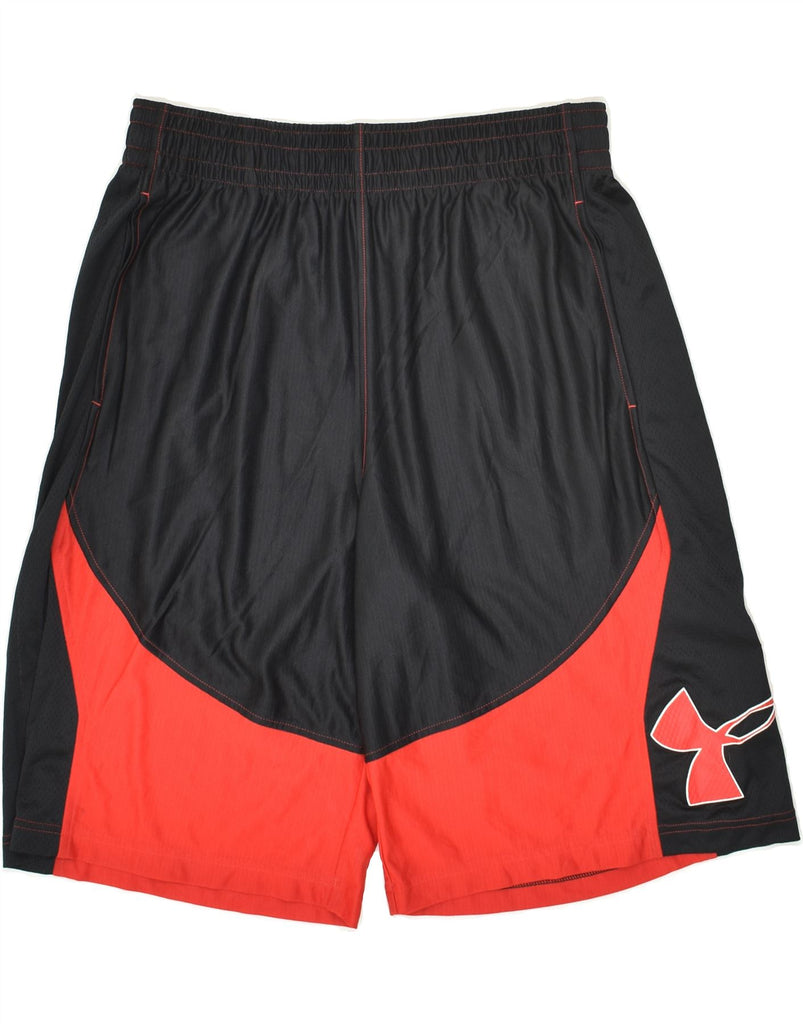 UNDER ARMOUR Mens Graphic Sport Shorts Large Black Colourblock Polyester | Vintage Under Armour | Thrift | Second-Hand Under Armour | Used Clothing | Messina Hembry 