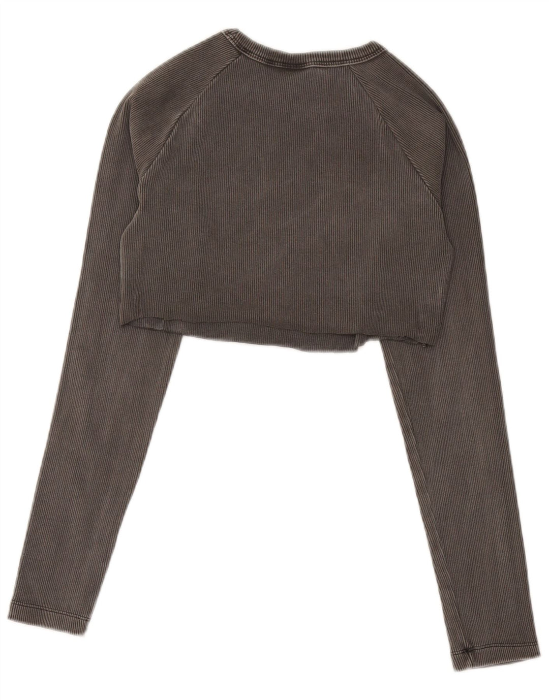 Adidas Womens Crop Top Long Sleeve UK 12/14 Medium Grey Cotton