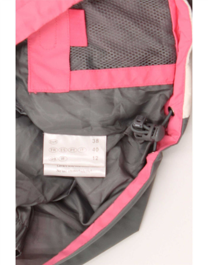 Vintage Womens Hooded Ski Jacket UK 12 Medium Pink Colourblock Polyamide