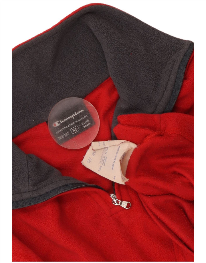 Champion Boys Zip Neck Fleece Jumper 13-14 Years XL Red Polyester