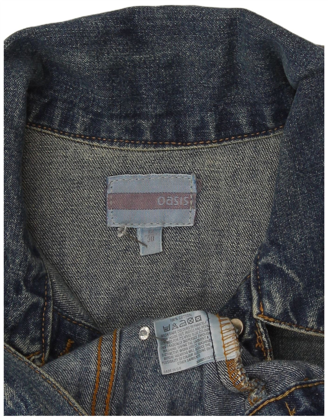 Oasis Womens Crop Denim Jacket UK 12 Medium Blue Cotton
