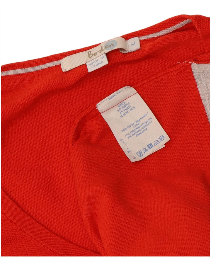 Boden Womens V-Neck Jumper Sweater UK 16 Large Red Cotton