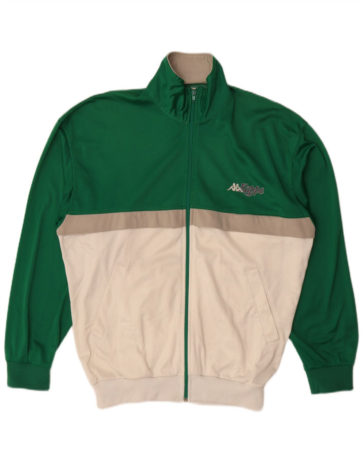 Kappa Mens Tracksuit Top Jacket Large Green Colourblock