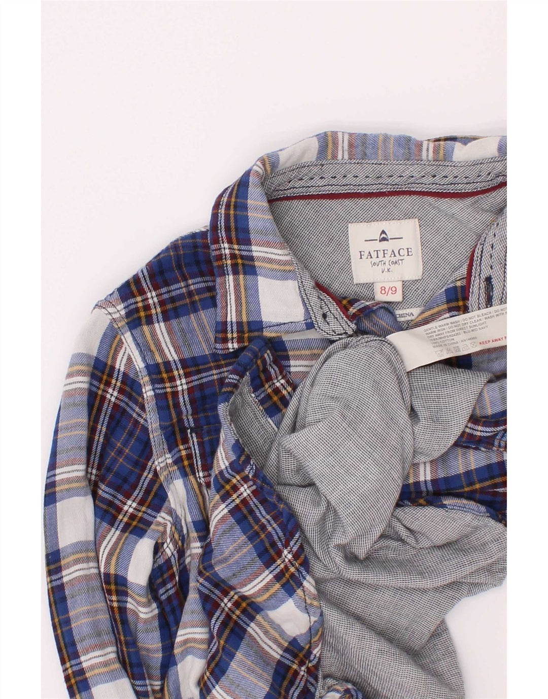 Fat Face Boys Flannel Shirt 8-9 Years Navy Blue Check Cotton