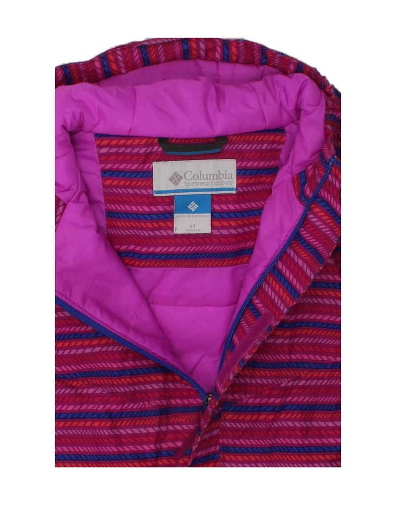 COLUMBIA Girls Hooded Windbreaker Jacket 2-3 Years Pink Striped Polyester | Vintage Columbia | Thrift | Second-Hand Columbia | Used Clothing | Messina Hembry 