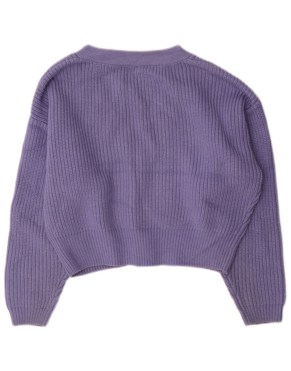 Zara Womens Crop Oversized Cardigan Sweater UK 14 Medium Purple Acrylic