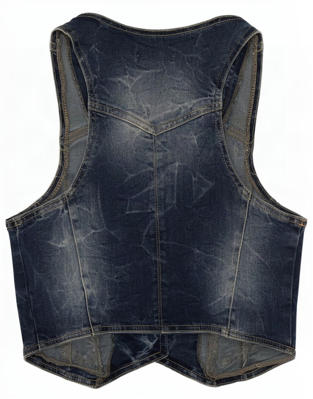 Pimkie Womens Denim Waistcoat UK 8 Small Blue