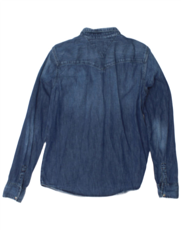 Tommy Hilfiger Womens Denim Shirt UK 14 Large Navy Blue