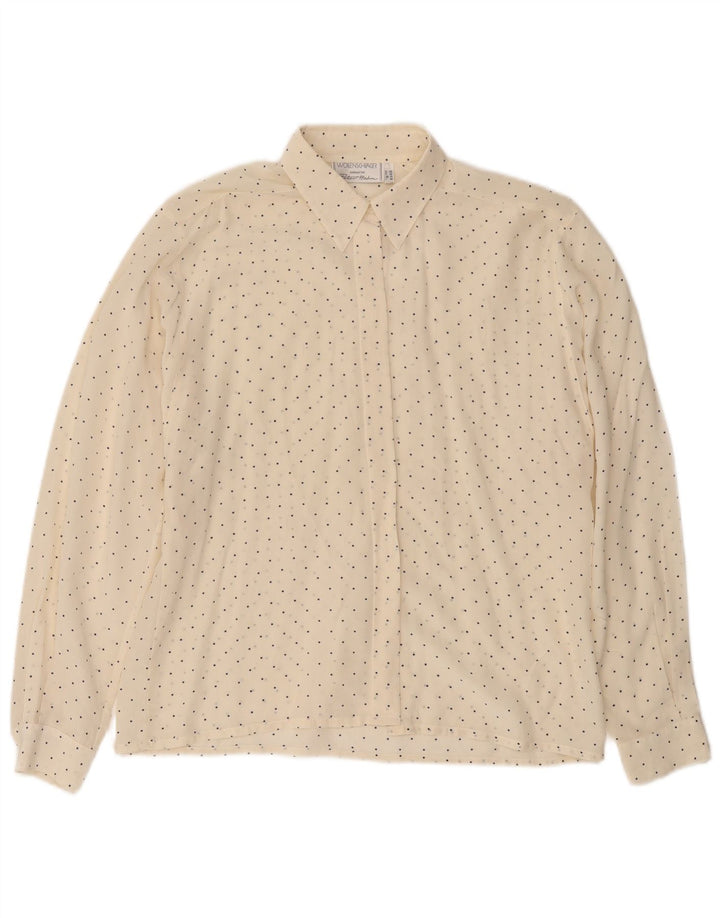 Peter Hahn Womens Shirt Blouse UK 14 Large Off White Polka Dot