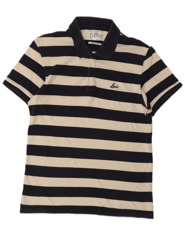 Levi's Mens Slim Fit Polo Shirt Large Navy Blue Striped