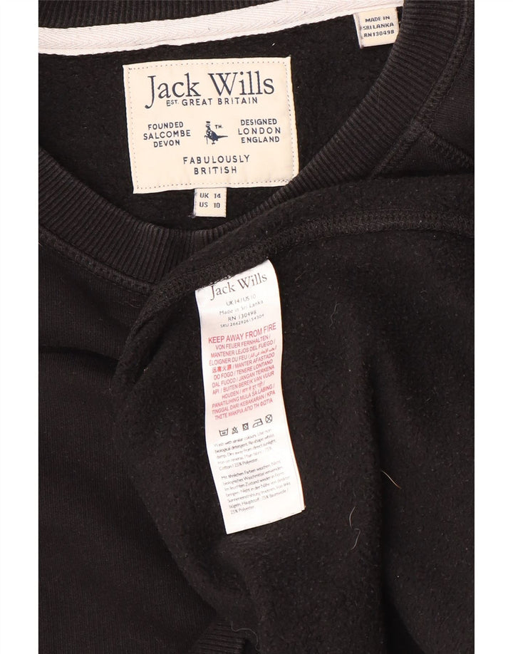 JACK WILLS Womens Loose Fit Sweatshirt Jumper UK 14 Large Black Cotton