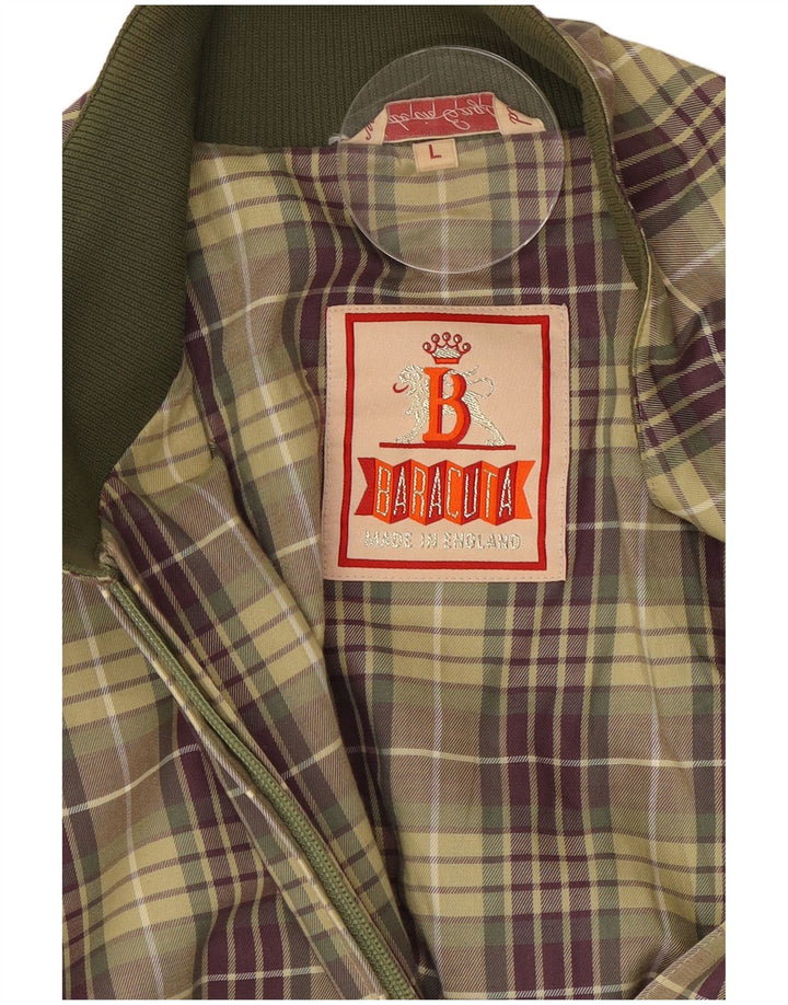 Baracuta Mens Bomber Jacket UK 40 Large Green Check Cotton