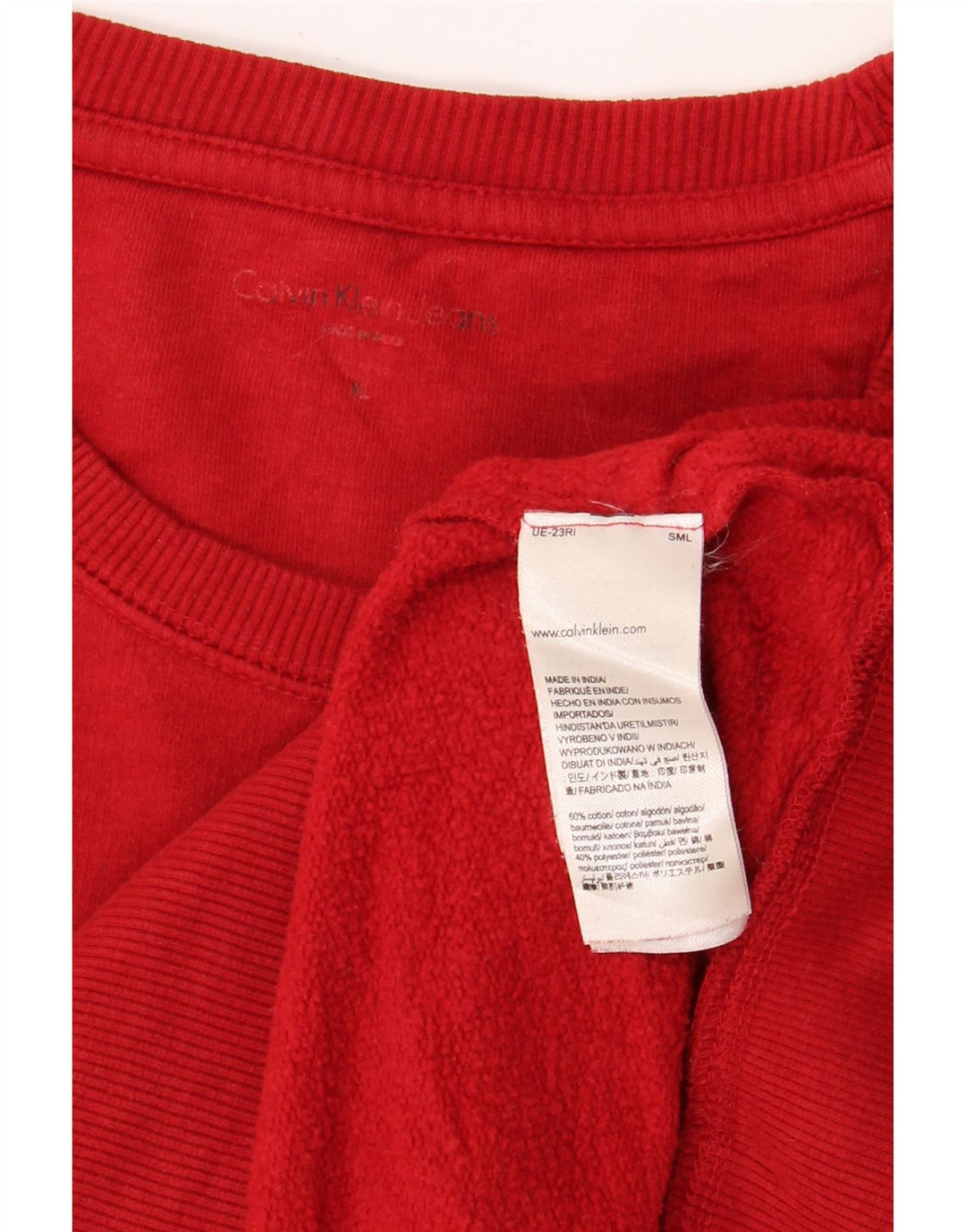 CALVIN KLEIN JEANS Mens Graphic Sweatshirt Jumper XL Red Cotton