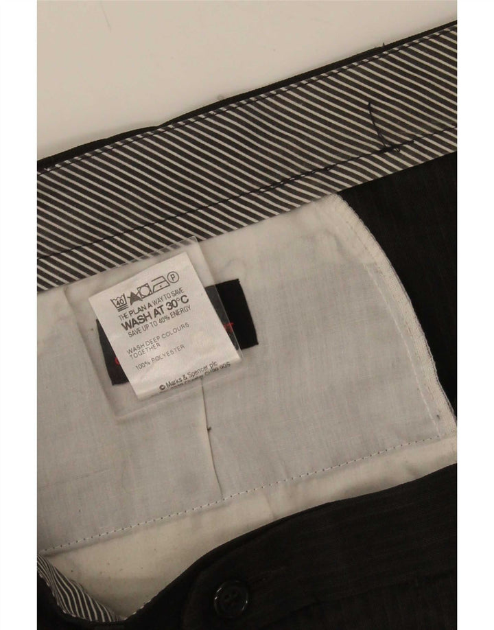 Marks & Spencer Mens Pegged Suit Trousers W36 L29 Brown Pinstripe Polyester