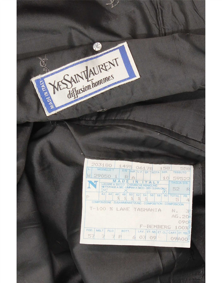 Yves Saint Laurent Mens Double Breasted Blazer Jacket IT 52 XL Grey Wool