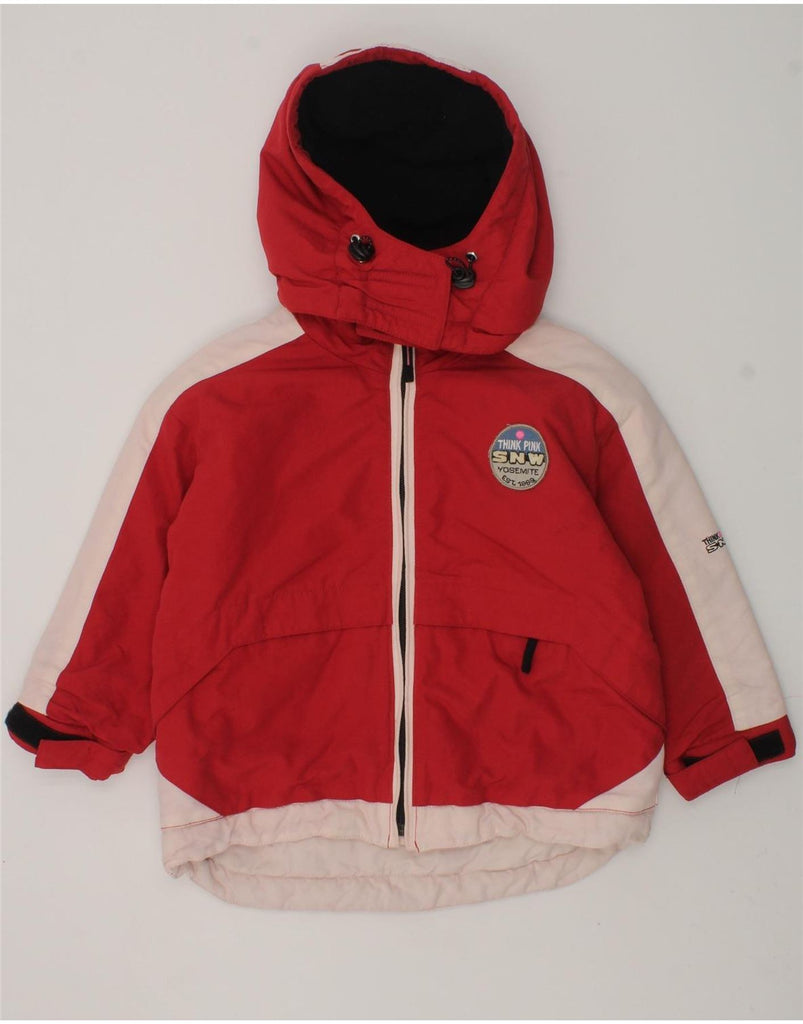 THINK PINK Baby Boys Hooded Padded Jacket 18-24 Months Red Colourblock | Vintage Think Pink | Thrift | Second-Hand Think Pink | Used Clothing | Messina Hembry 
