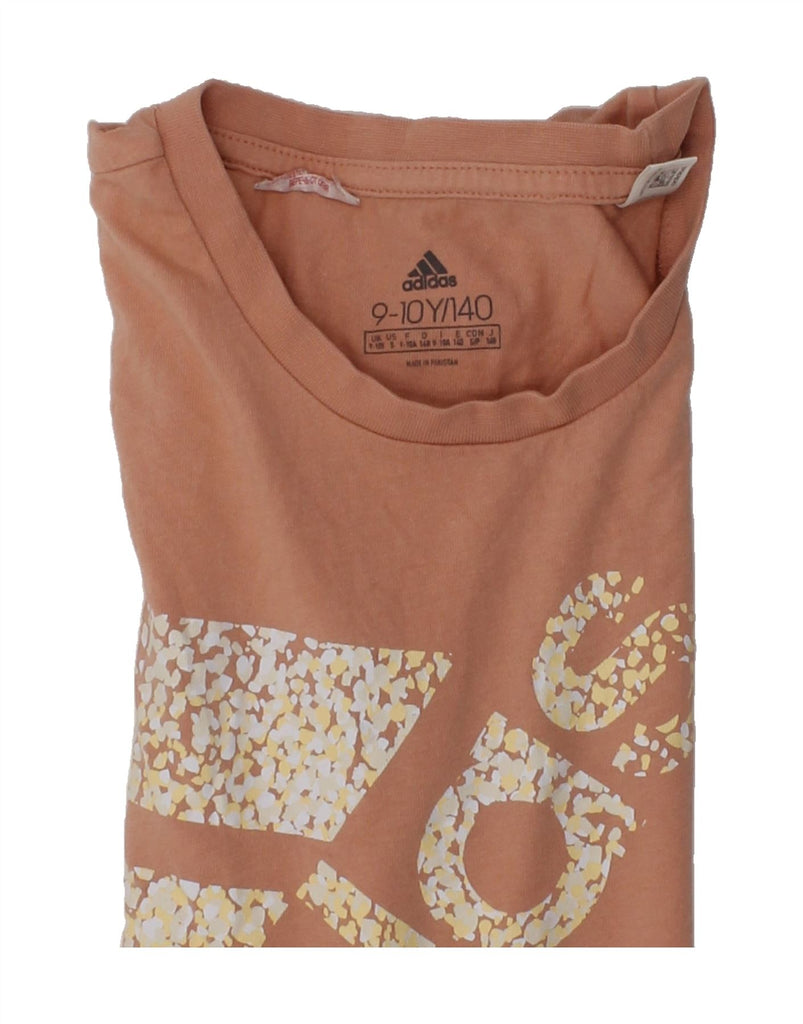 ADIDAS Girls Graphic T-Shirt Top 9-10 Years Brown Cotton | Vintage Adidas | Thrift | Second-Hand Adidas | Used Clothing | Messina Hembry 