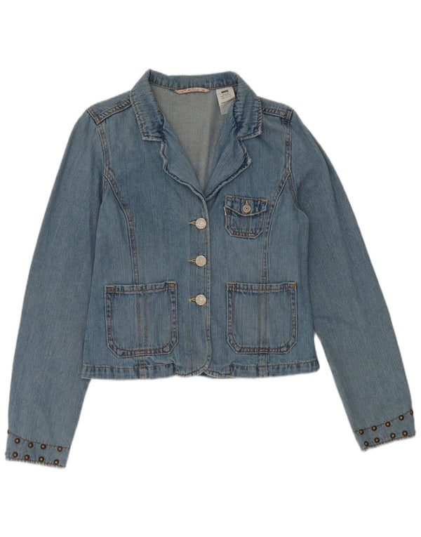 Levi's Womens 3 Button Denim Blazer Jacket UK 16 Large Blue Cotton
