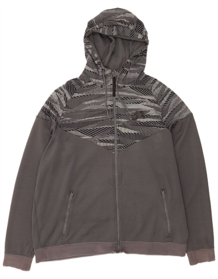 Nike Mens Zip Hoodie Sweater XL Grey Geometric Cotton