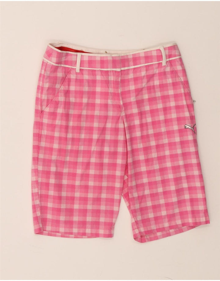 PUMA Womens Chino Shorts W25 XS Pink Gingham Cotton Vintage Puma and Second-Hand Puma from Messina Hembry 