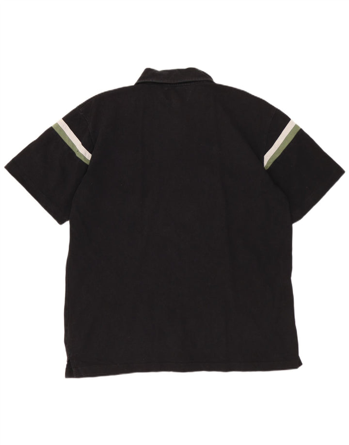 LEE Mens Polo Shirt Large Black Striped
