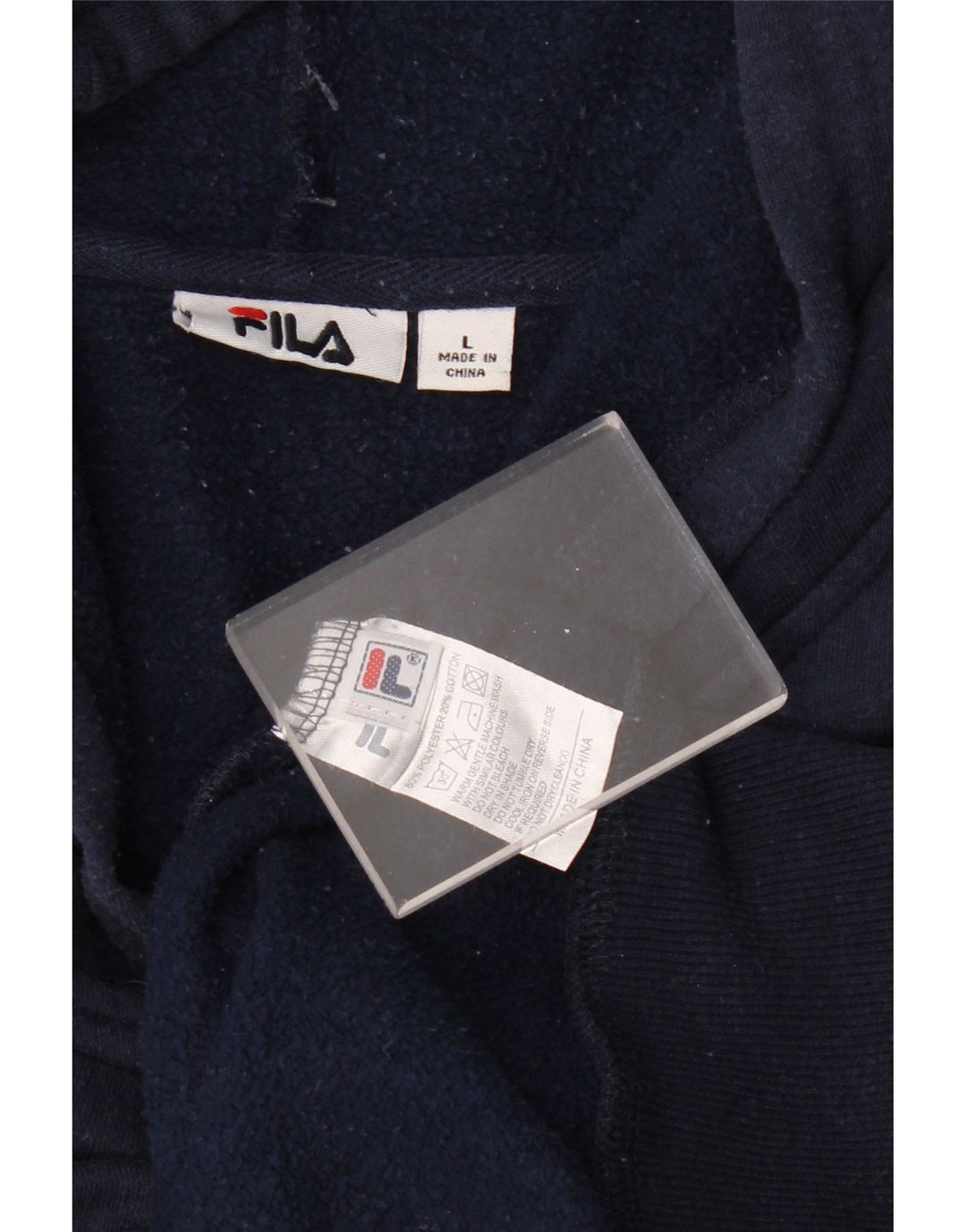 FILA Mens Graphic Hoodie Jumper Large Navy Blue Cotton