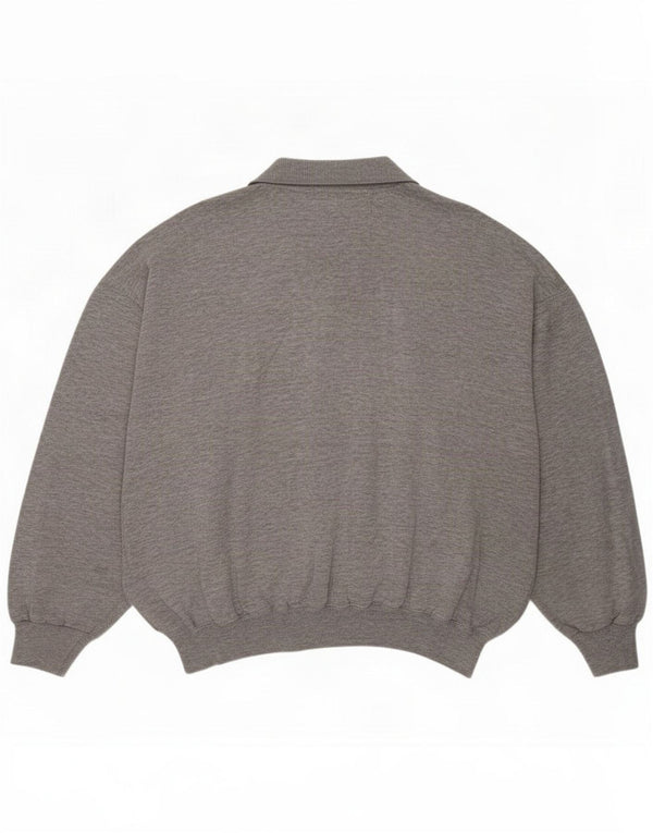 Champion Mens Polo Neck Sweatshirt Jumper XL Grey Flecked Cotton