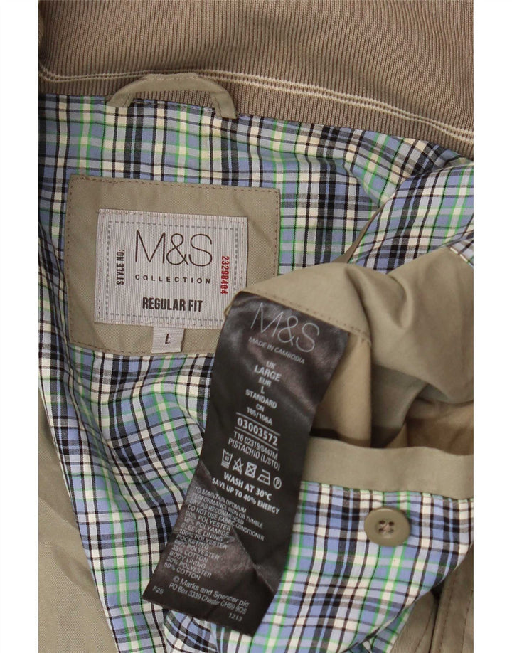 Marks & Spencer Mens Regular Fit Bomber Jacket UK 40 Large Beige Polyester
