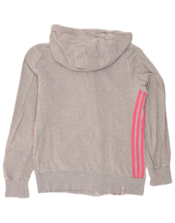 Adidas Womens Zip Hoodie Sweater UK 16 Large Grey Cotton