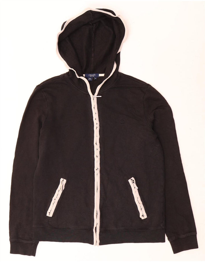 Chaps Womens Zip Hoodie Sweater UK 14 Medium Black