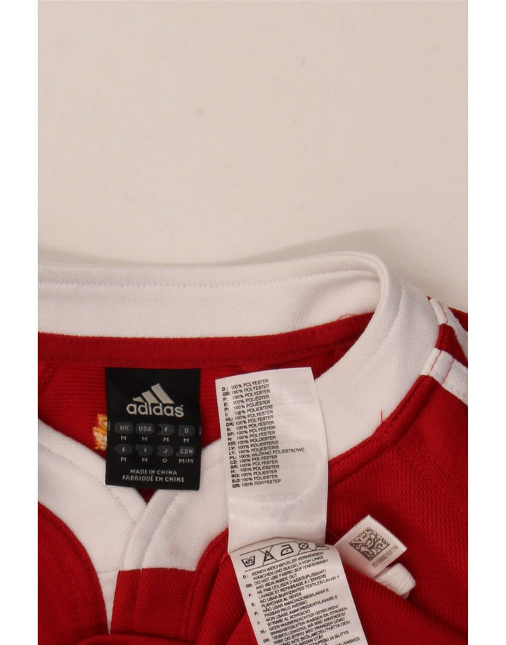 Adidas Mens Zurich Graphic T-Shirt Top Medium Red Colourblock Polyester