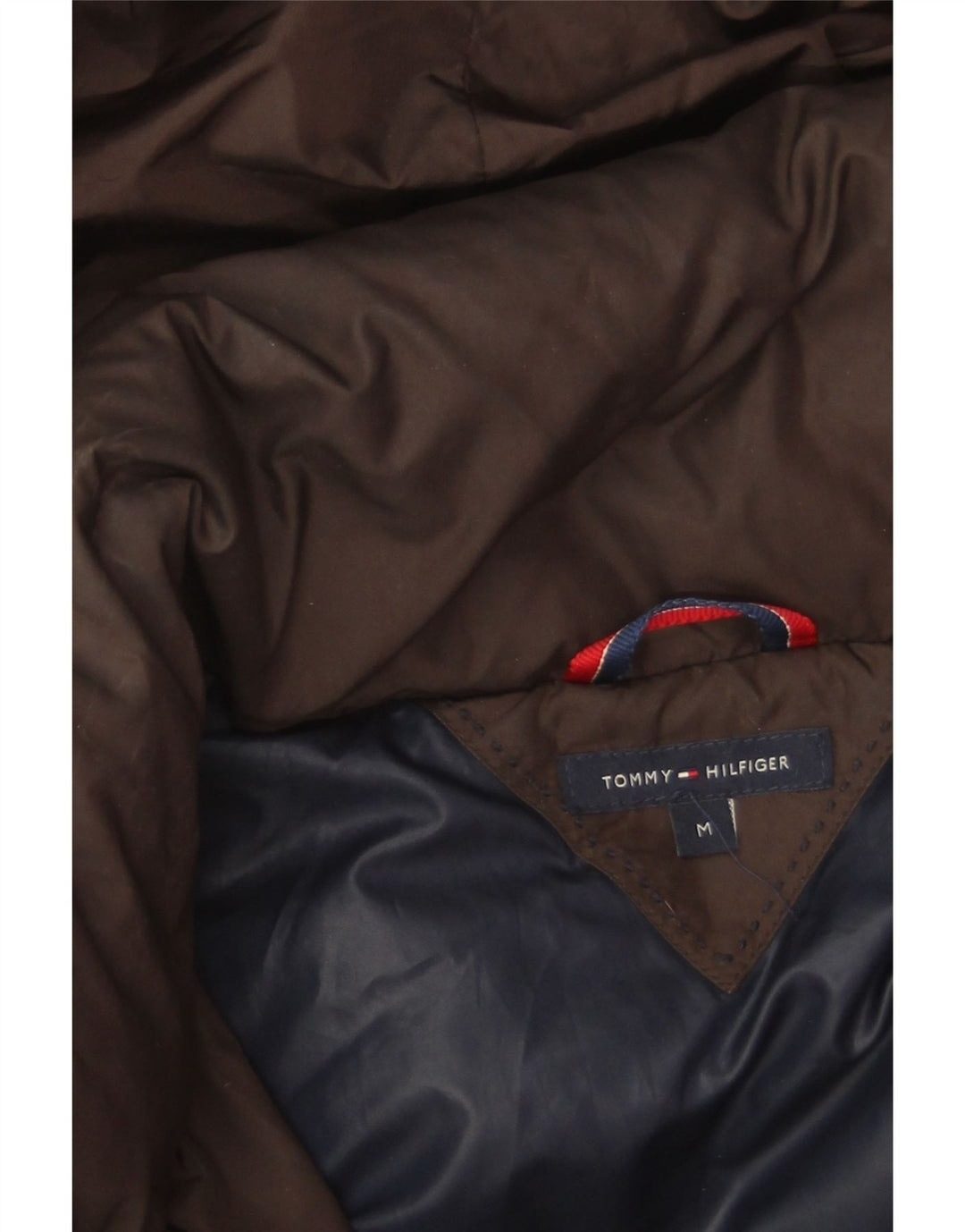 Tommy Hilfiger Womens Hooded Padded Coat UK 14 Medium Brown Polyester