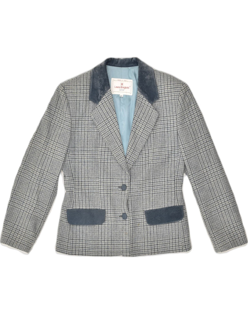 LAURA BIAGIOTTI Girls 2 Button Blazer Jacket 15-16 Years 2XL Grey Check | Vintage Laura Biagiotti | Thrift | Second-Hand Laura Biagiotti | Used Clothing | Messina Hembry 