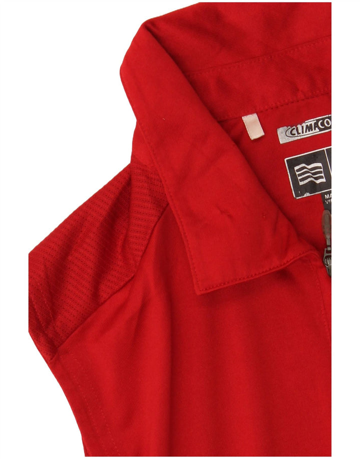 Adidas Womens Climacool Sleeveless Polo Shirt UK 12 Medium Red Polyester