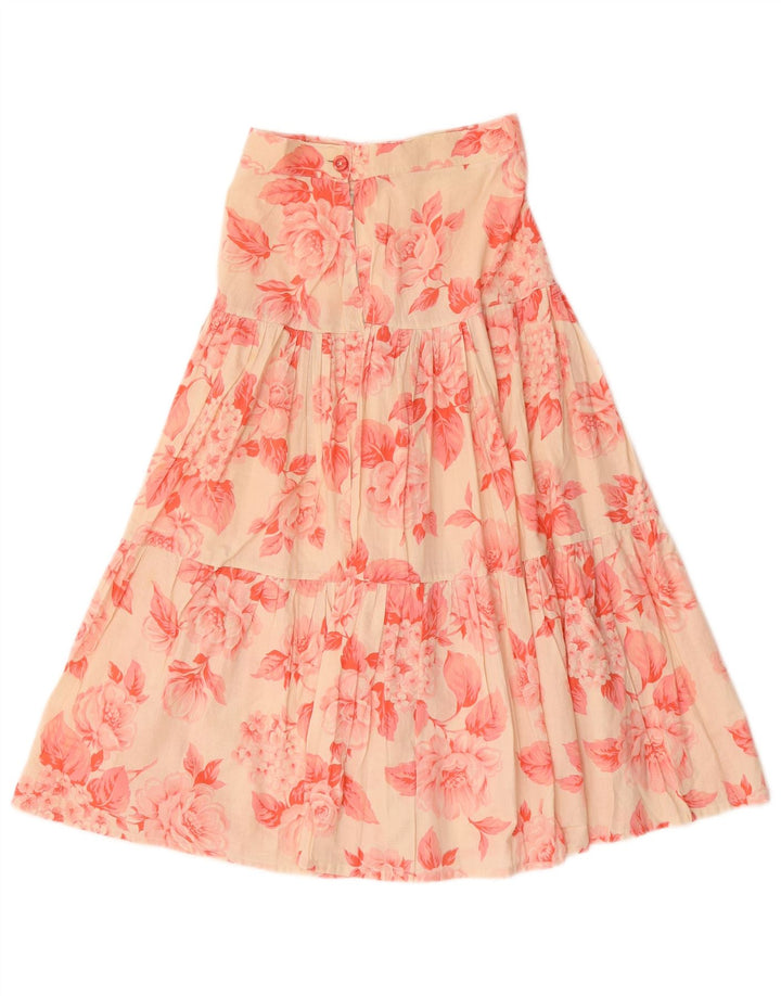 Vintage Womens Maxi Flared Skirt W26 Small Red Floral