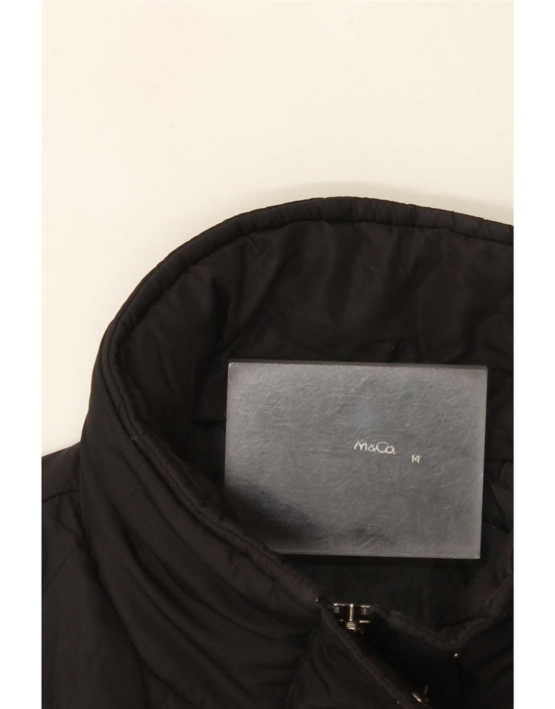 M&Co Womens Quilted Overcoat UK 14 Large Black