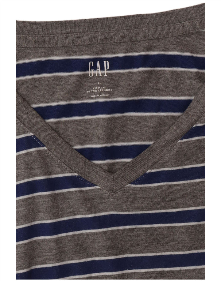 GAP Mens T-Shirt Top XL Grey Striped