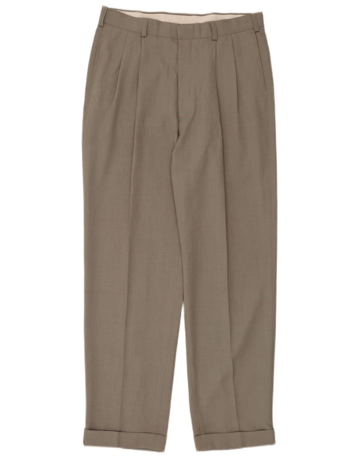 Marks & Spencer Mens Pegged Casual Trousers W34 L33 Green Polyester