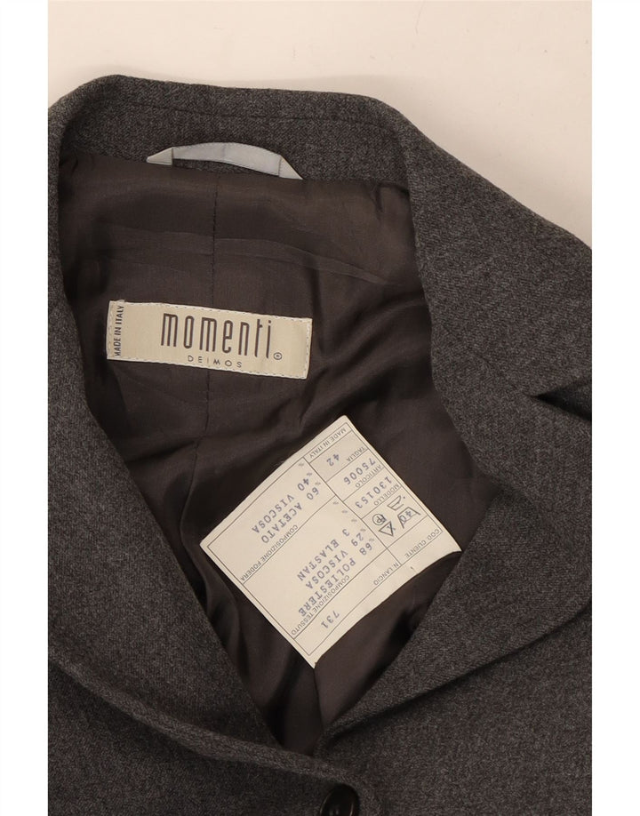 MOMENTI Womens 4 Button Blazer Jacket IT 42 Medium Grey Polyester