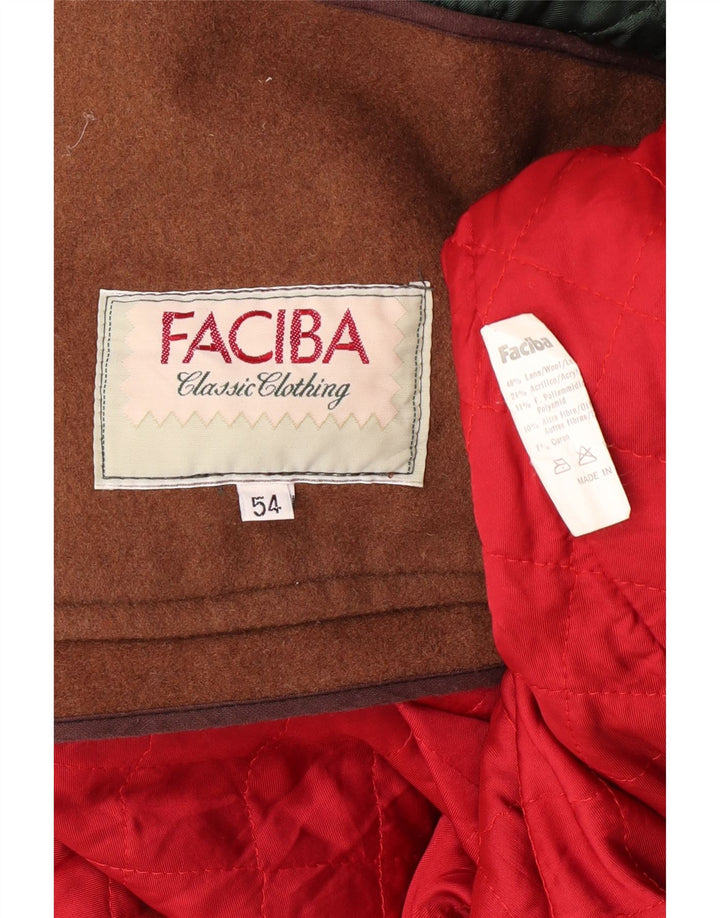 Faciba Mens Hooded Duffle Coat IT 54 2XL Brown Wool