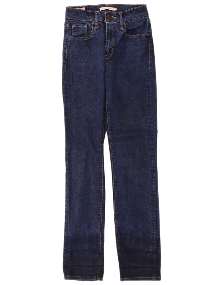 Levi's Womens 724 High Rise Straight Jeans W25 L30 Navy Blue Polyester