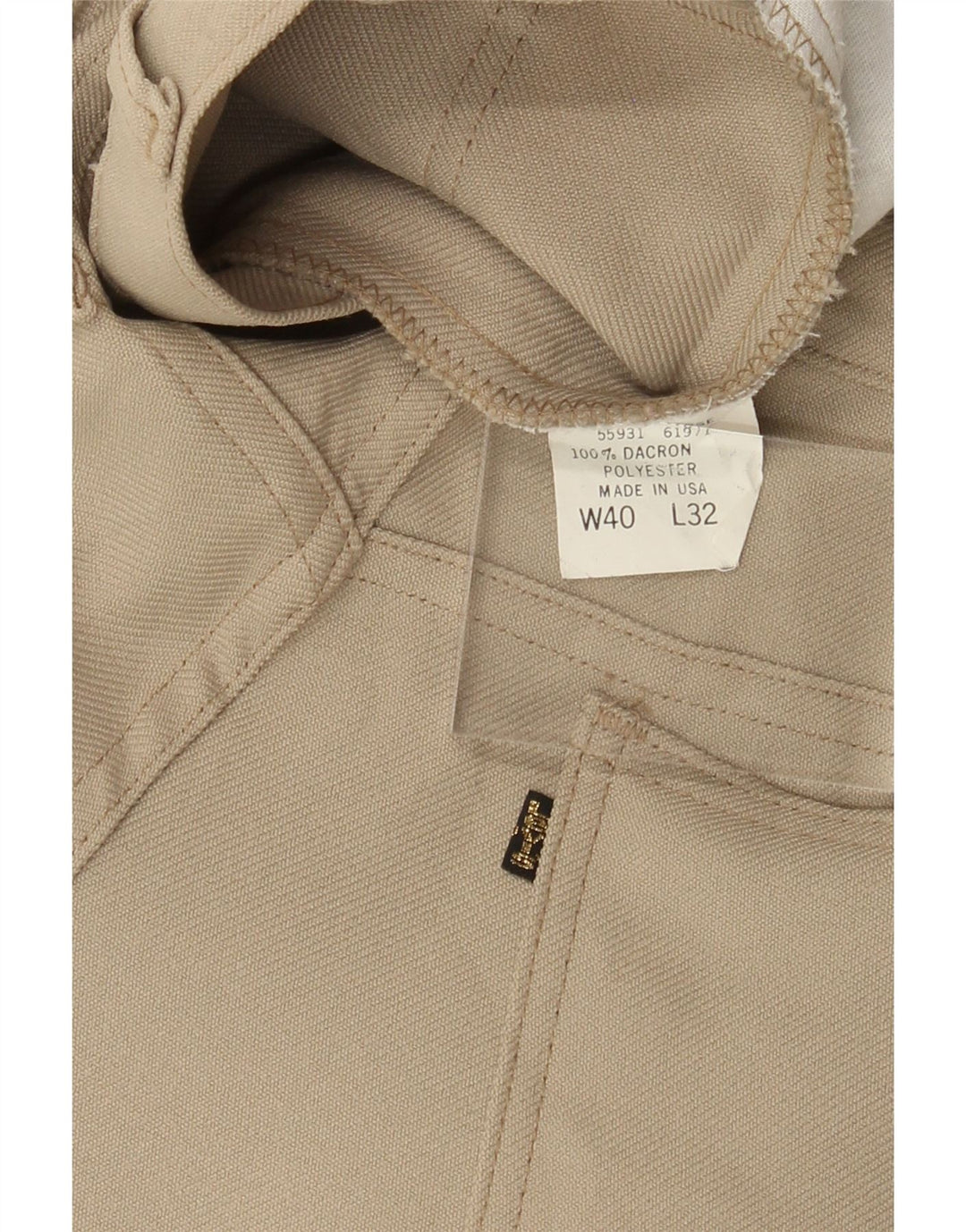 LEVI'S Mens Straight Casual Trousers W40 L32 Beige Polyester Vintage Levi's and Second-Hand Levi's from Messina Hembry 