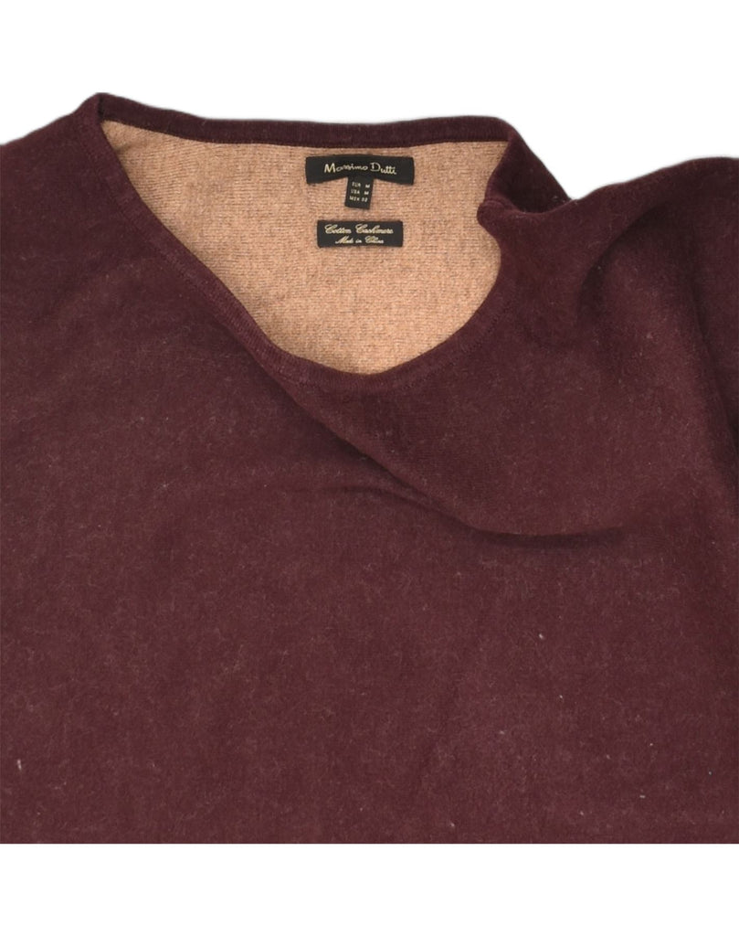 MASSIMO DUTTI Womens Crew Neck Jumper Sweater UK 14 Medium Burgundy Cotton | Vintage Massimo Dutti | Thrift | Second-Hand Massimo Dutti | Used Clothing | Messina Hembry 