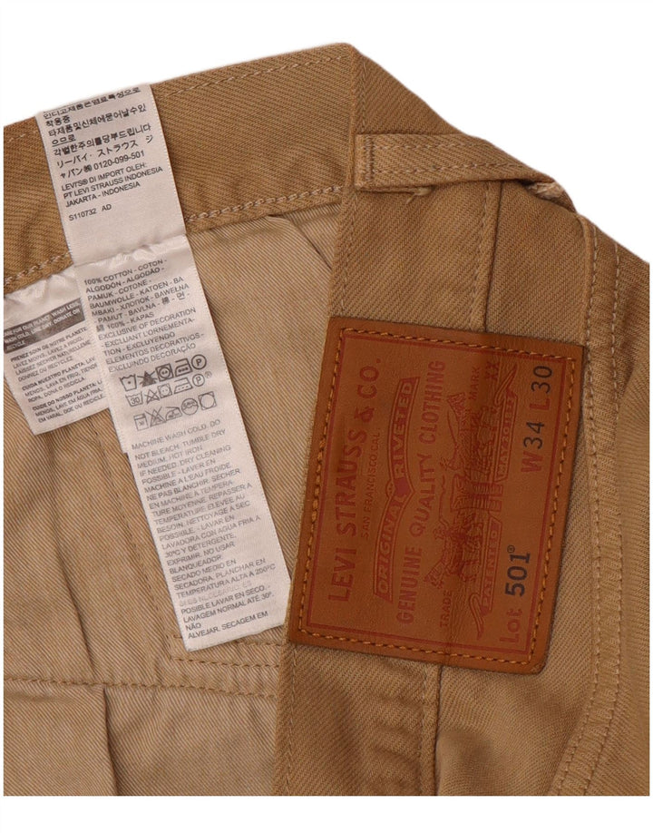 Levi's Mens 501 Straight Jeans W34 L27  Beige Cotton